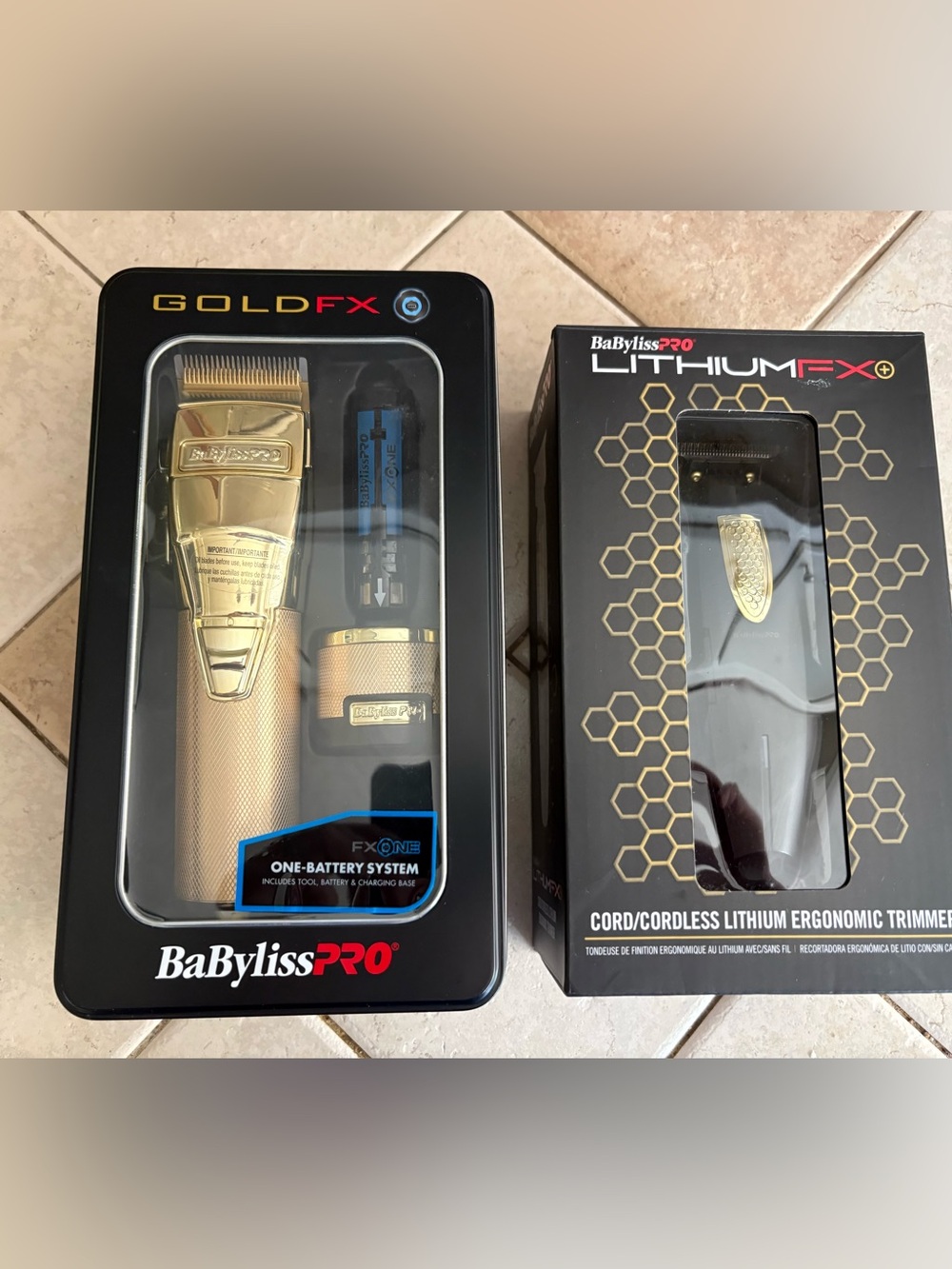 BaBylissPRO Gold FX One Clipper + Gold Trimmer Set w/ Charger Used
